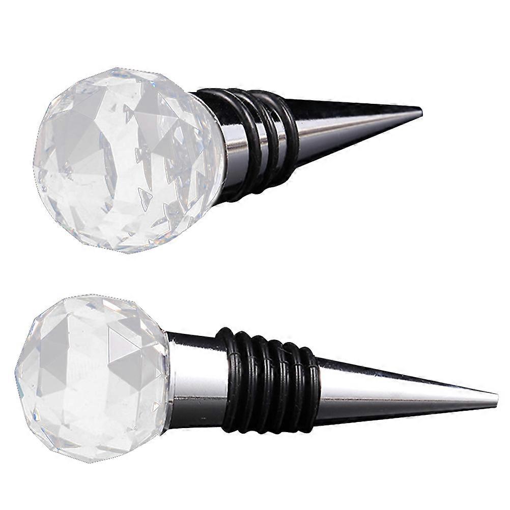 Water Crystal Design Stoppers Metal for Adults Airtight Seal Silver 9x2.5x2.5cm 2Pcs