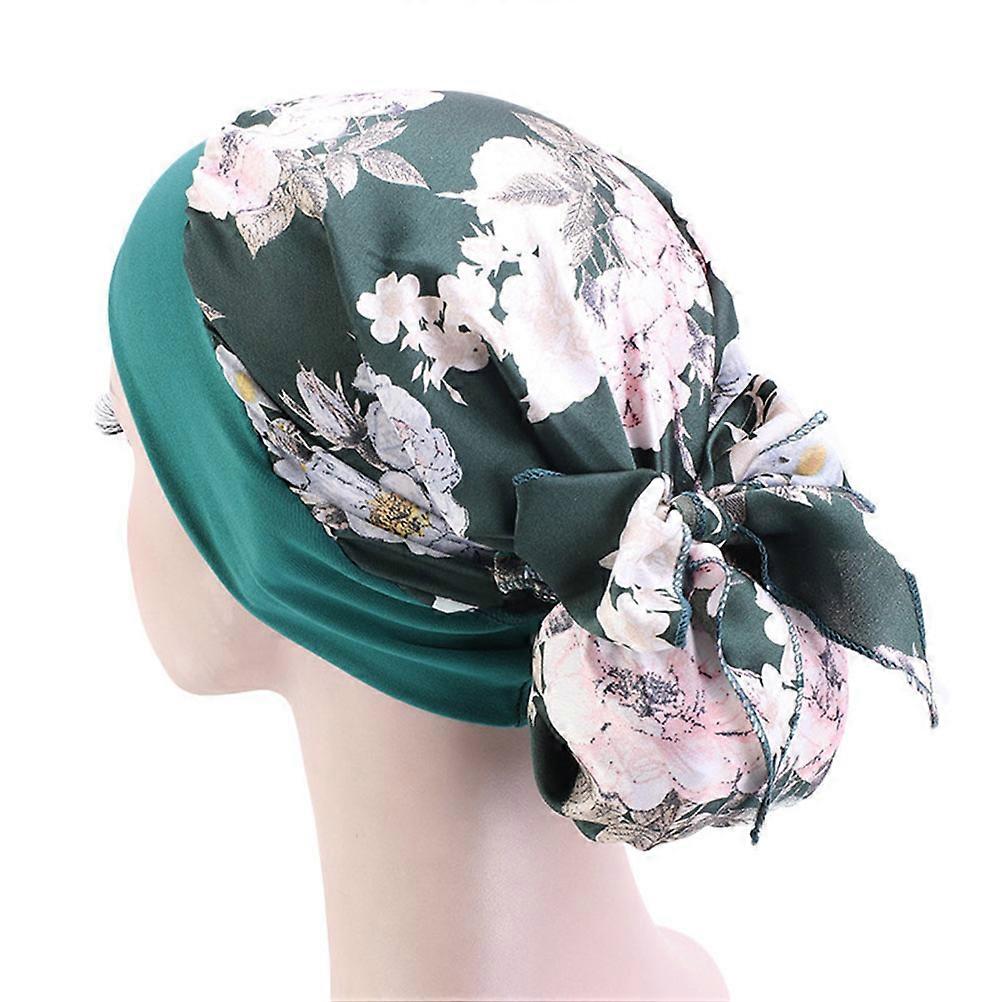 present Option Turban Hat Dark Green Chiffon Material 1Set