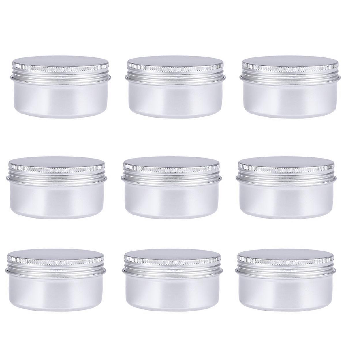 Threaded Aluminum Container Round Small Design Storage Jars Silver 6.8x6.8x3.5cm 10Set
