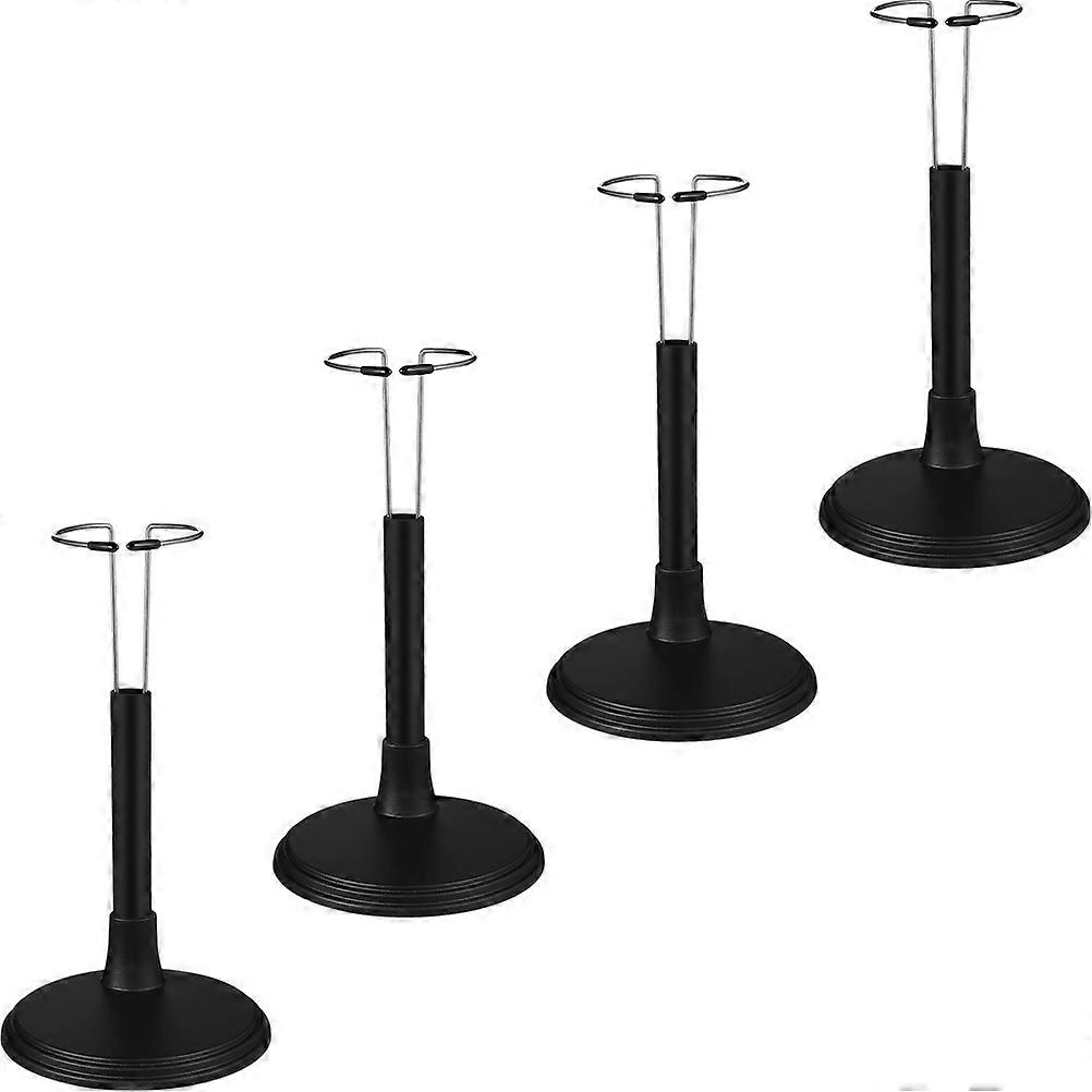 Figurine Display Stand Doll Support Stable Hold Adjustable Black 30X10cm 4Pcs