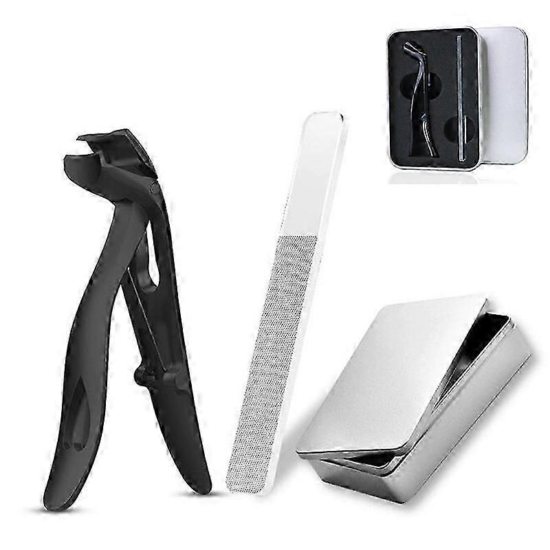 男性女性のための爪切り厚い爪、人間工学に基づいた大角度のヘッド爪切りキャッチャー付き爪切り