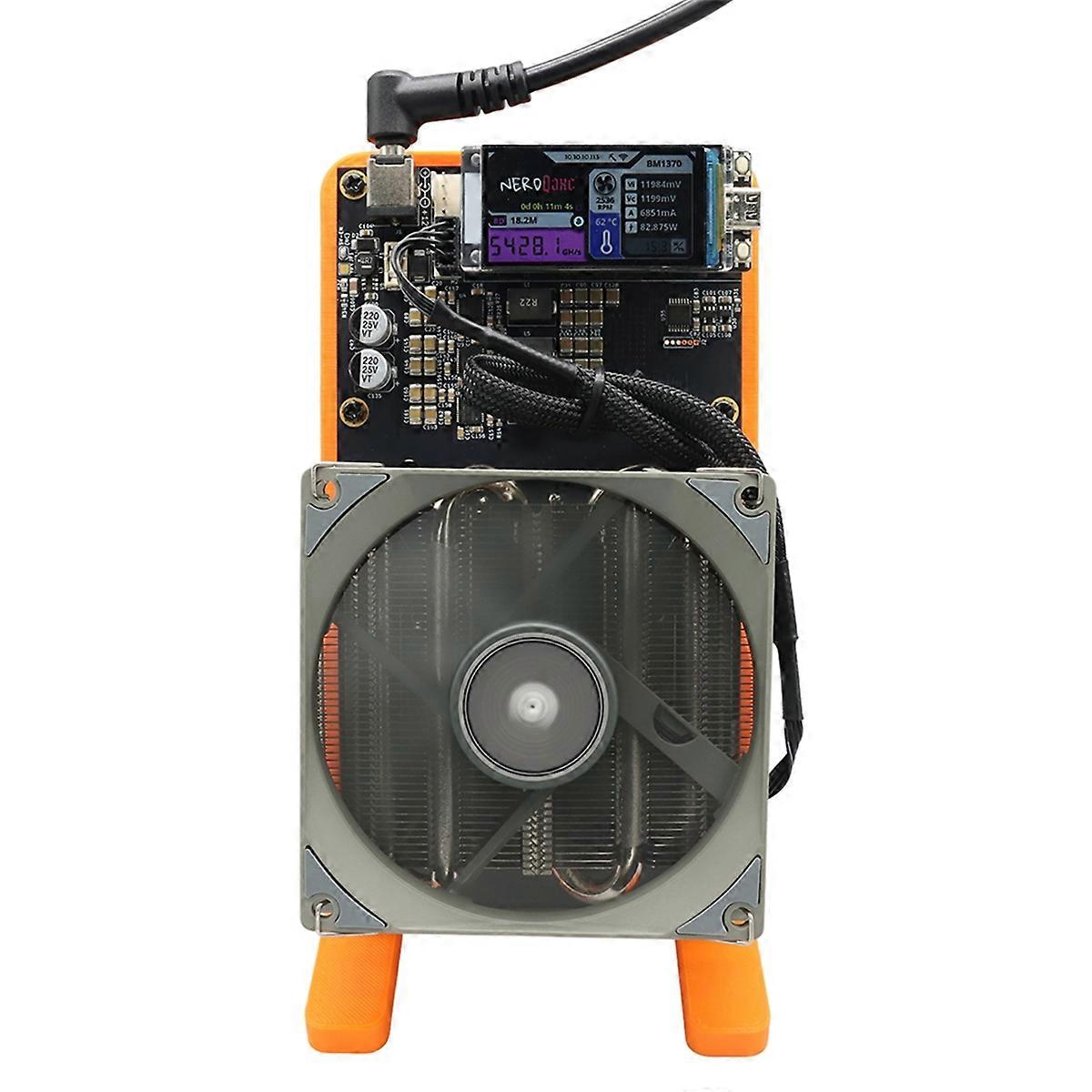 NerdQaxe++ BTC Solo Miner 4.8T-5TH/S 80W 4XBM1370 ASIC Puce Open Source Bitcoin Crypto Miner Silen