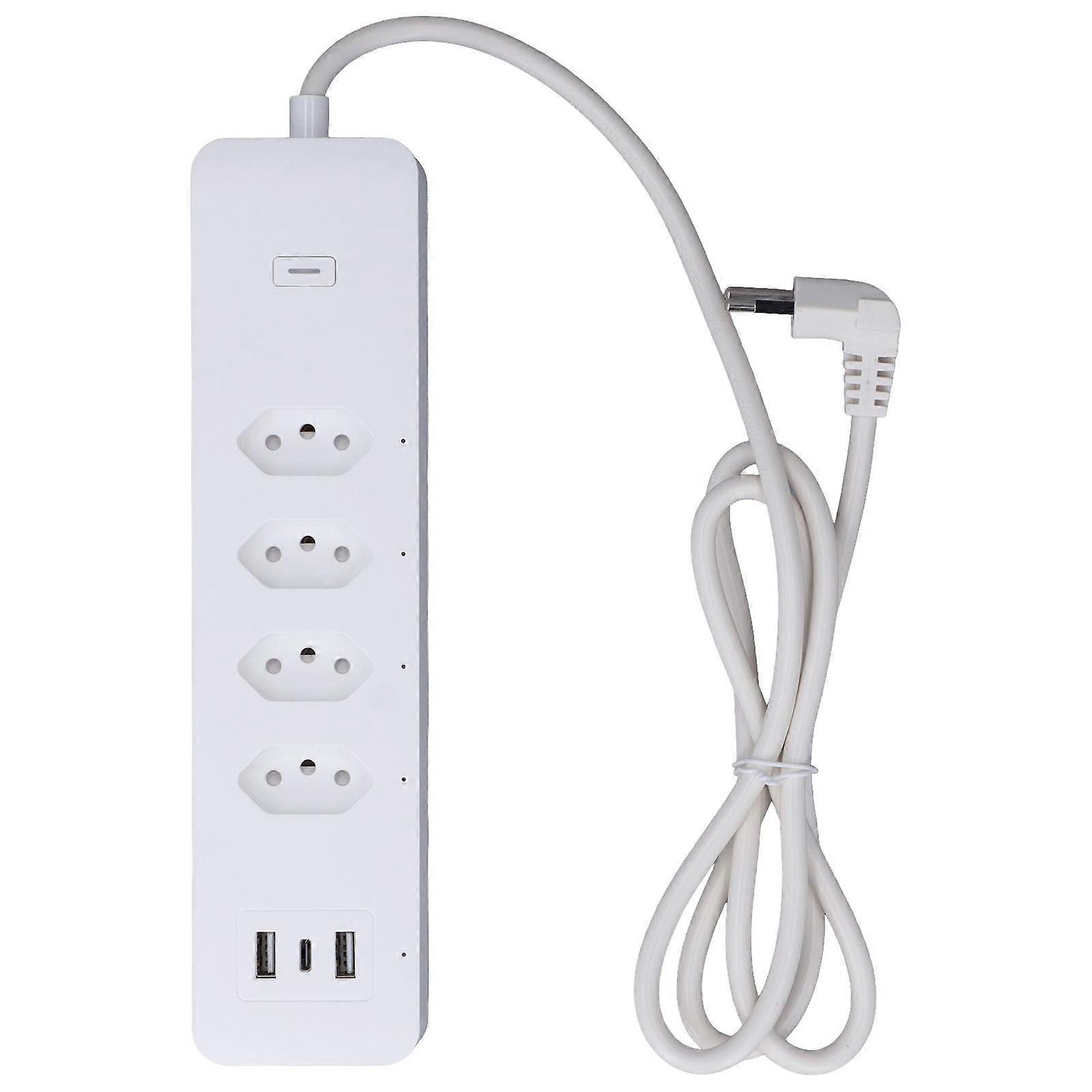 Smart Power Strip for Tuya WiFi Surge Protector with 4 Individually Controlled Outlets 2 USB and 1 Type C Port 10A Brazil Plug