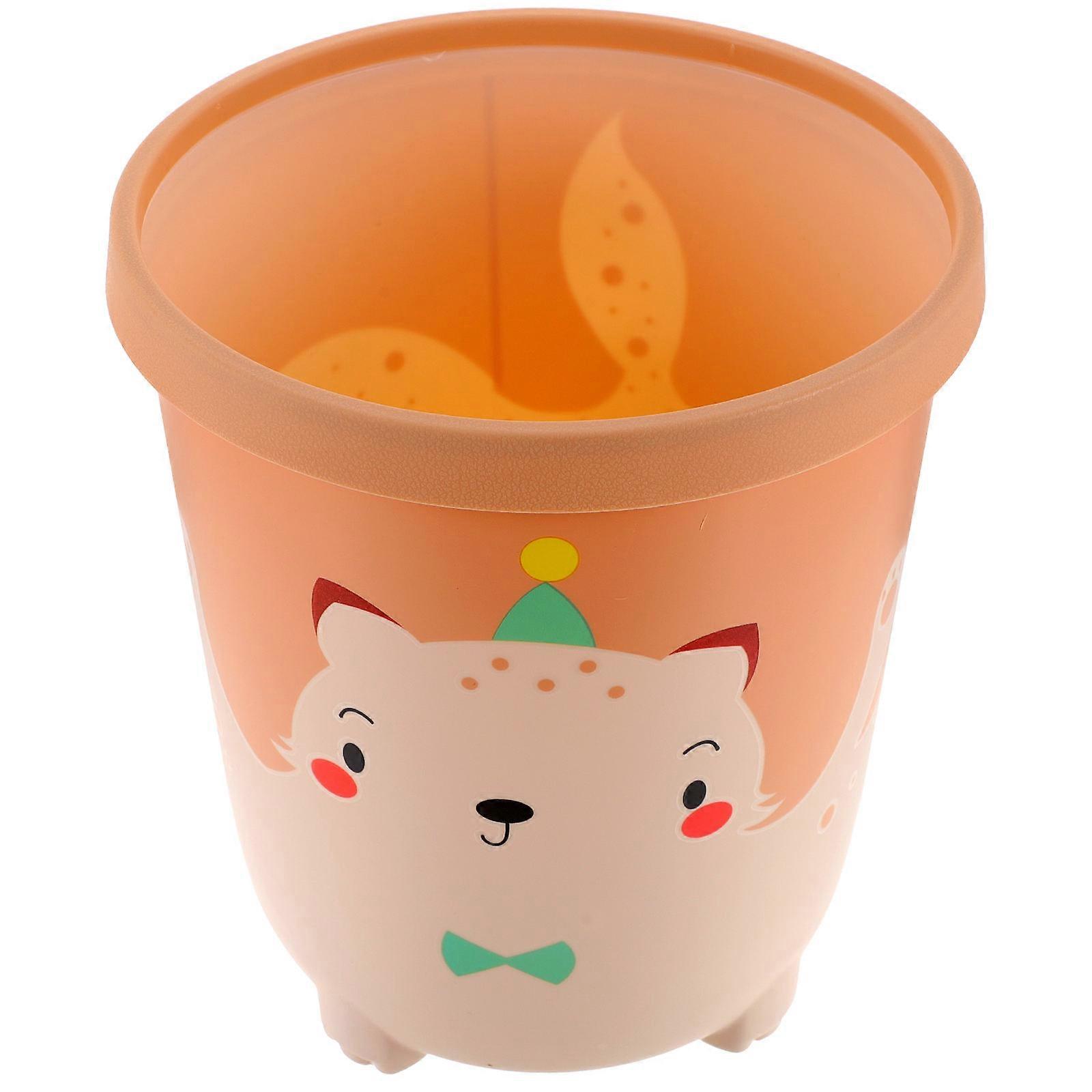 Lovely Trash Can Plastic Waste Bin Home Use Pink Round Simple Style 25x21.5x21.5cm Waste Collection 1Pack