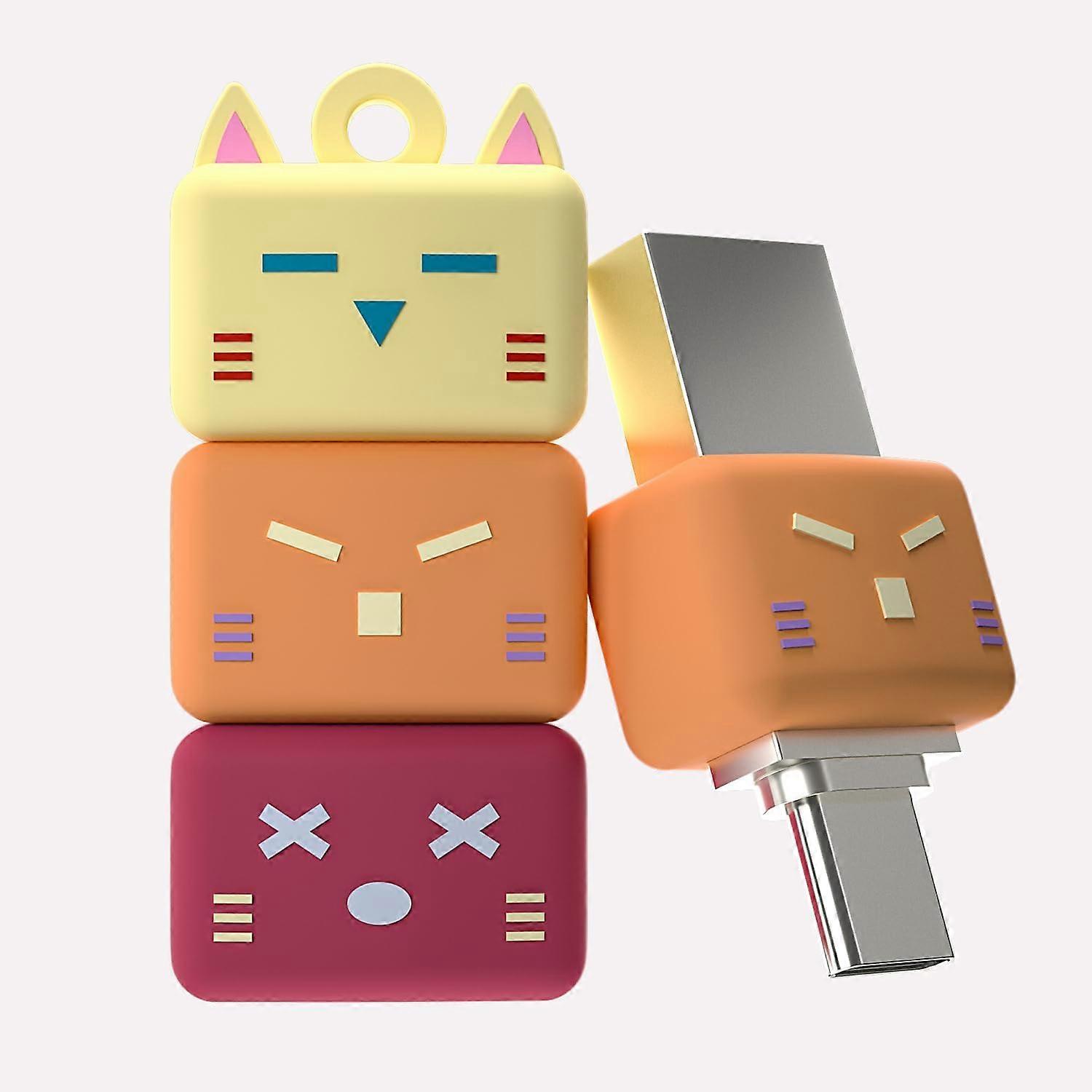 USB Type-C flash drive, 2-in-1 OTG dual USB 3.0 flash drive, cute Jenna cat design, waterproof and compact memory stick.