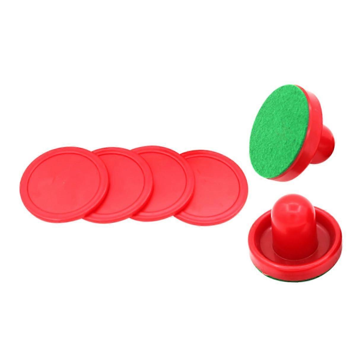 1 set of air hockey accessories, paddles and pucks, red paddles and pucks for indoor games, addition for game rooms and leisure activities.