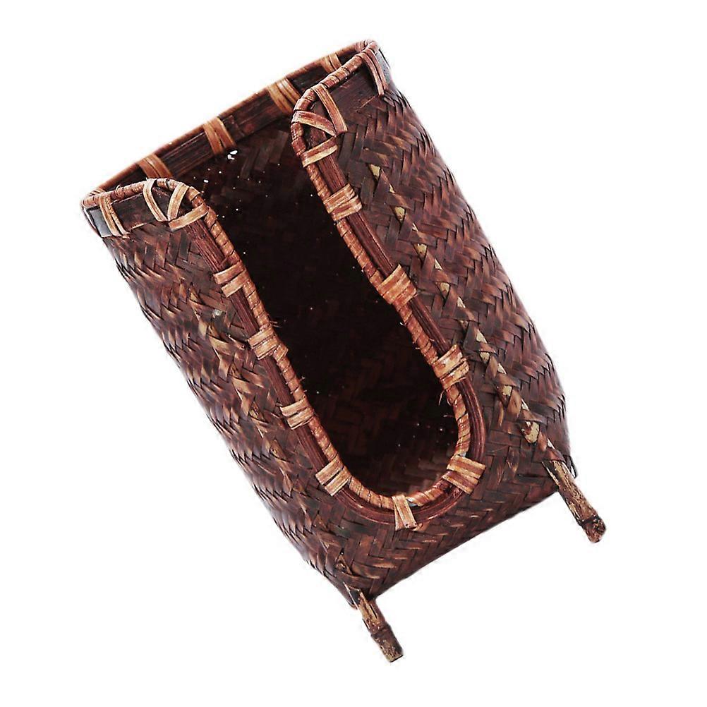 Tea Set Holder Home Weaving Container Material For Tea Ceremony 13.2x8.3cm Light Brown Small Item Storage 1Pack