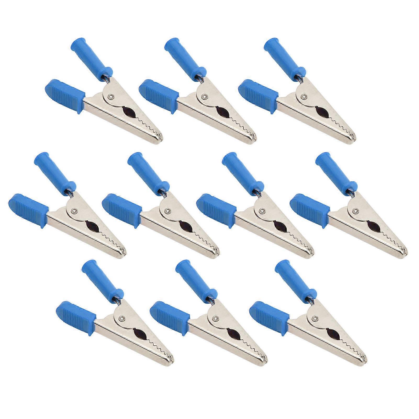 10 Pcs Crocodile Clip J.60047 20mm Opening Brass Battery Test Clamp for Electrical TestingBlue