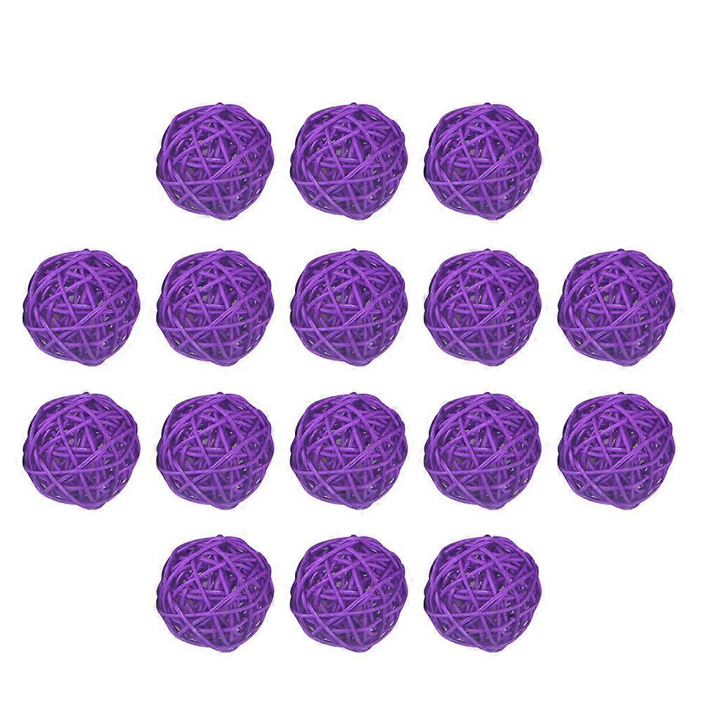 15pcs Wicker Rattan Balls for Creative DIY Craft Decor Purple 5cm Perfect for Kindergarten Hotel or Home