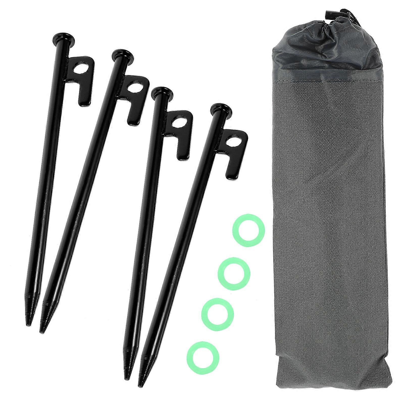 Black Stainless Steel Heavy Duty Tent Stakes for Outdoor Use with Smooth Tip Design and Ring 1 Set