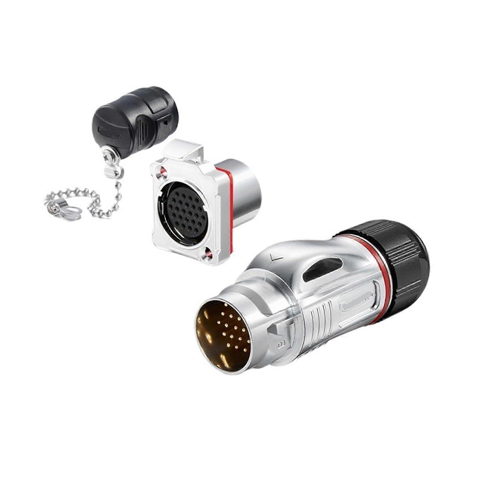 BD-24 Metall Luftfahrtstecker 24-adrig Männlich Weiblich Flansch Industriestecker Schwarz für Datensignalübertragung