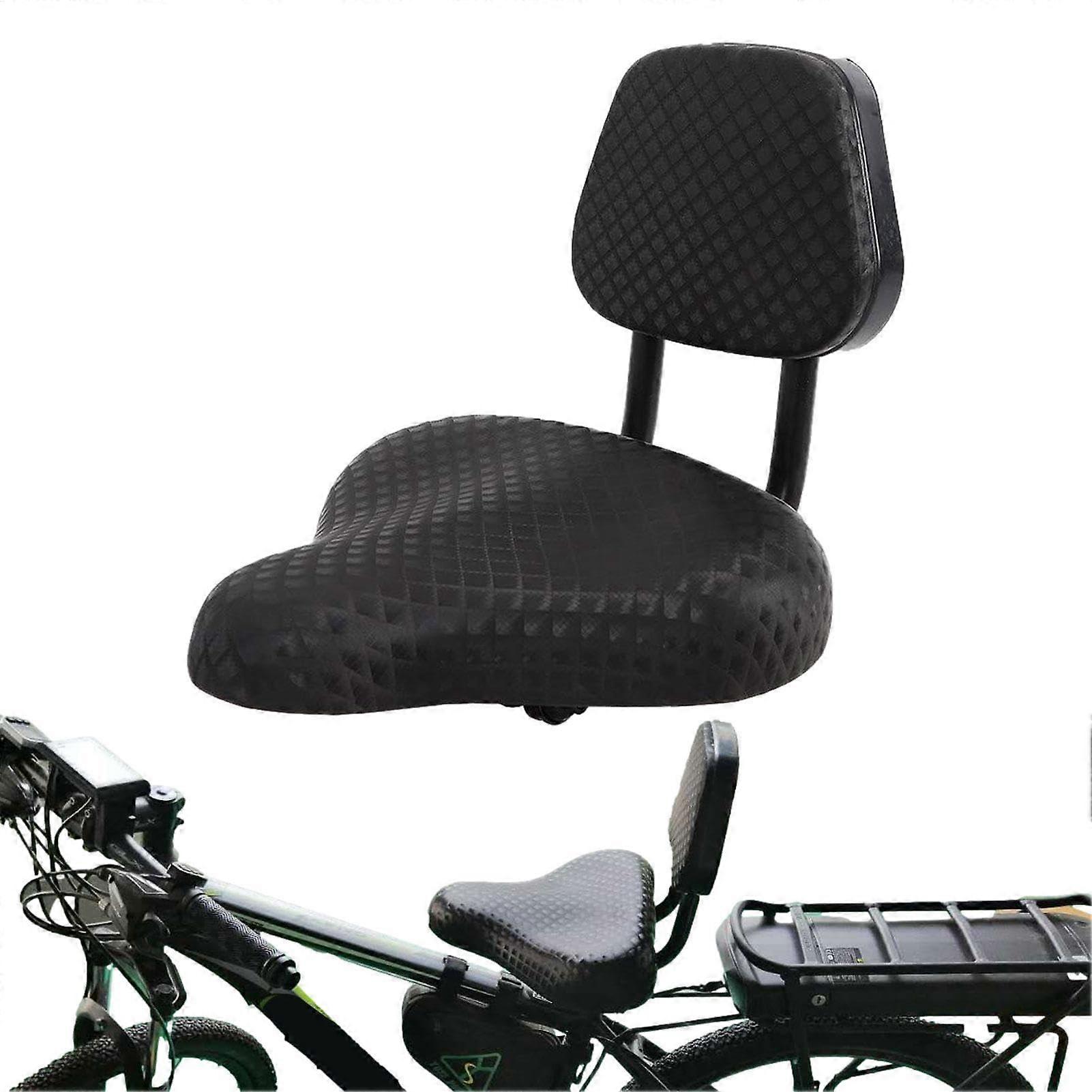 Padded Bicycle Saddle With Backrest | Shock-Absorbent Cushion, Universal Fit, Commuter And Touring Bicycle Accessory