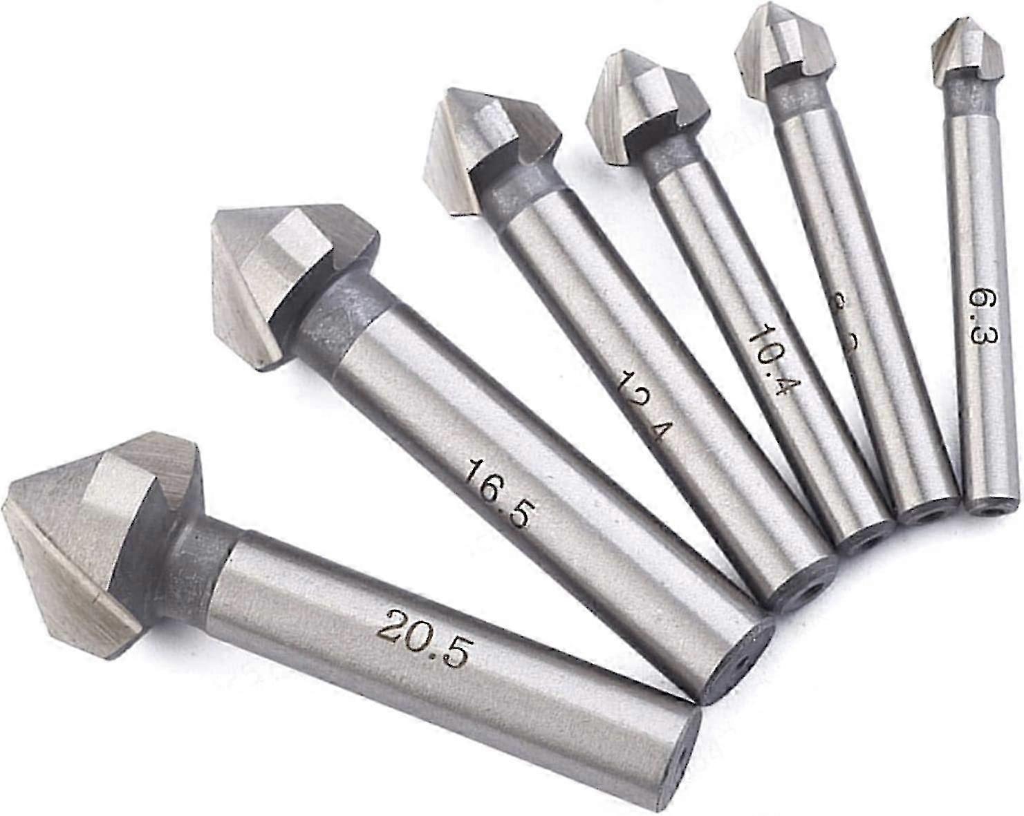Countersink Drill Bits 6 Pcs Cobalt Steel Single-End Countersink Chamfer Tool Deburring Tool Set Round Shank hwy