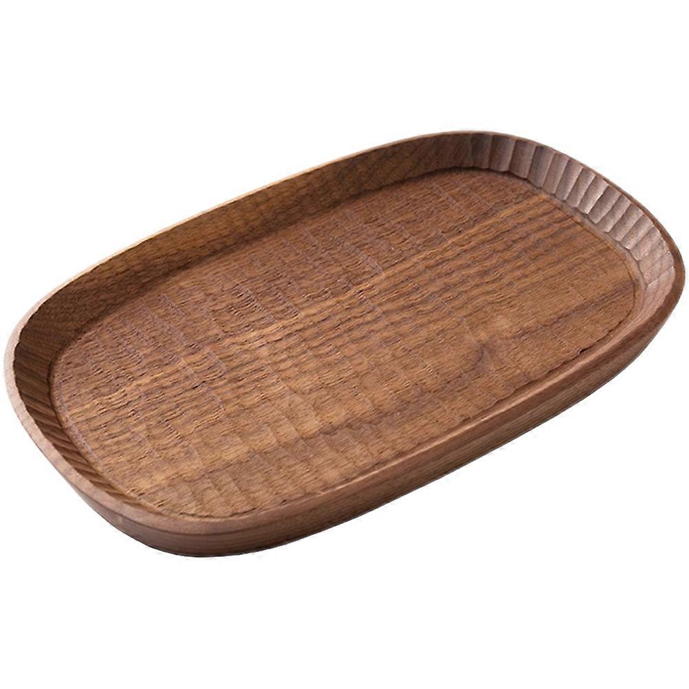 Natural Wood Tray Decorative Tray For Desktop Walnut Serving Plate Mid Modern Design Outdoor Picnic Barbecue Use 1Set