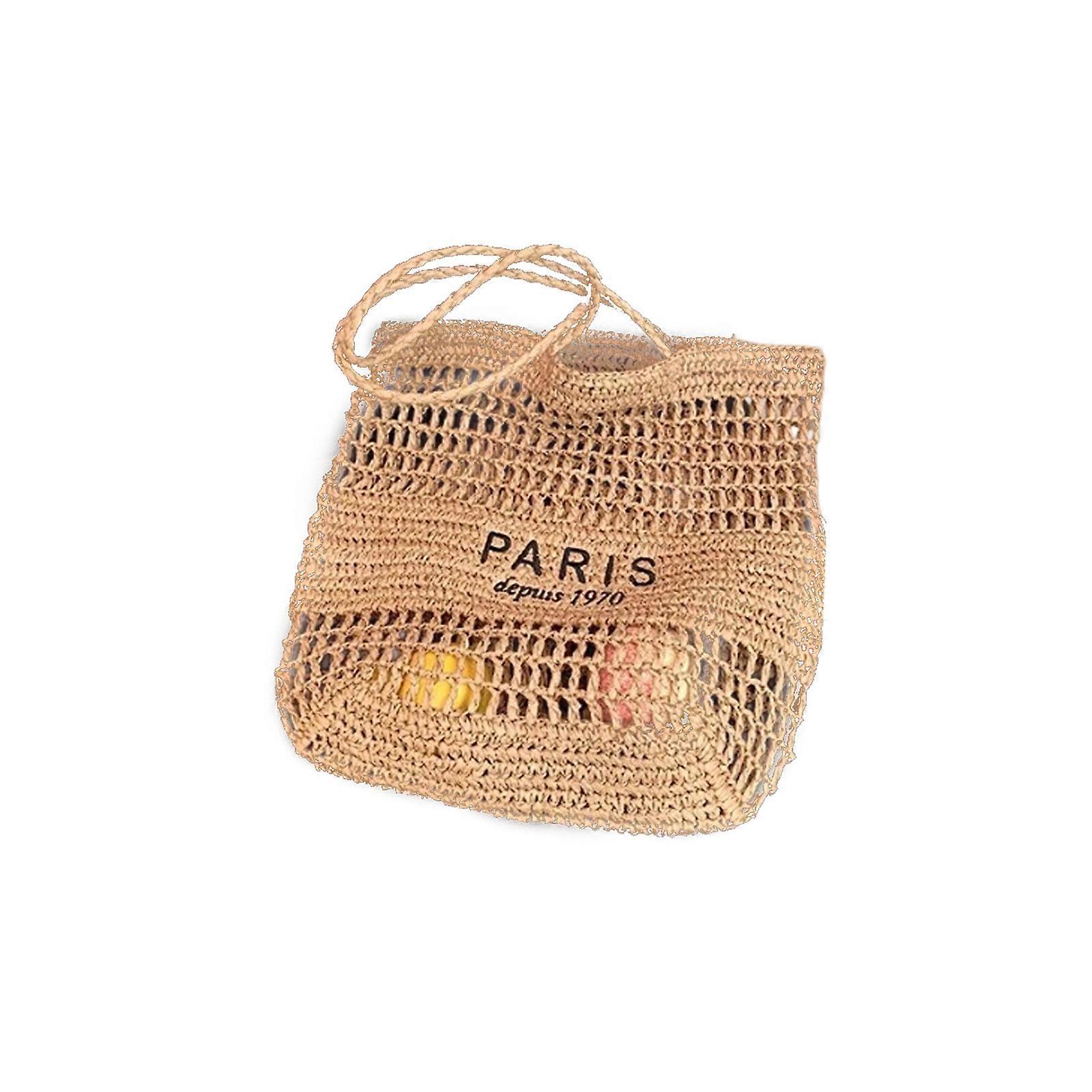 Elegante borsa a tracolla ritagliata per le donne Borsa da spiaggia in corda di carta amichevole con interno spazioso Comoda tracolla Khaki