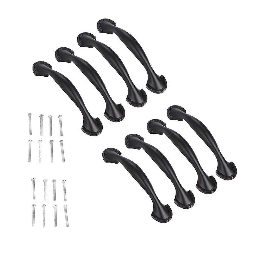 8pcs Retro Black Cabinet Handles Durable Wardrobe Door Pulls Hardware with Screws for Kitchen Furniture Replacement