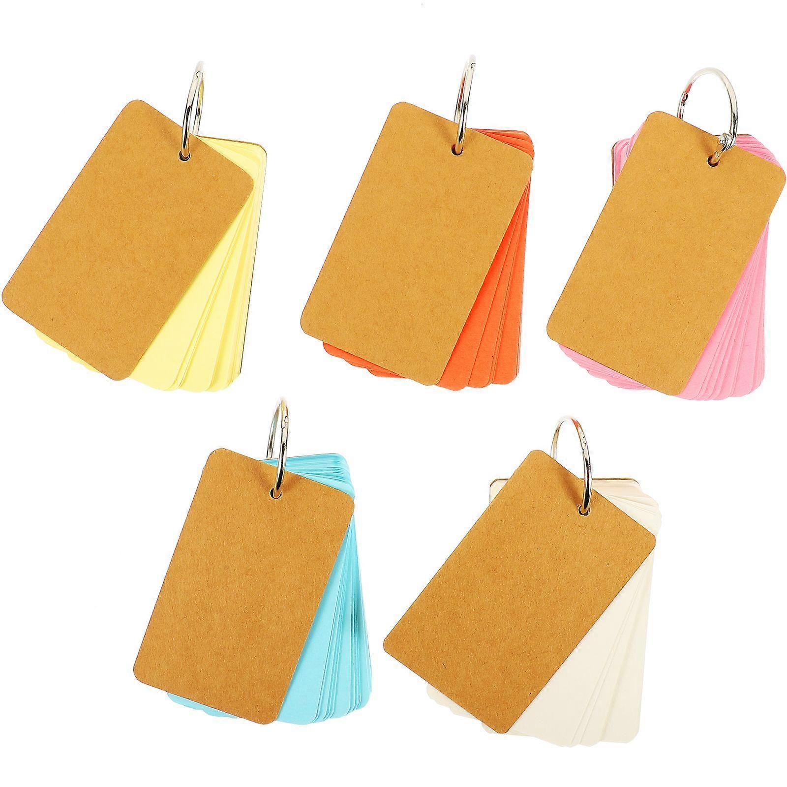 5 Books of Blank Writing Cards Blank Flashcards with Binder Ring Loose-leaf Words Memory Cards
