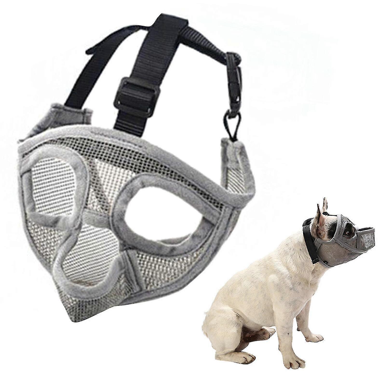 Mesh dog muzzle for bulldog - Adjustable for short snout breeds