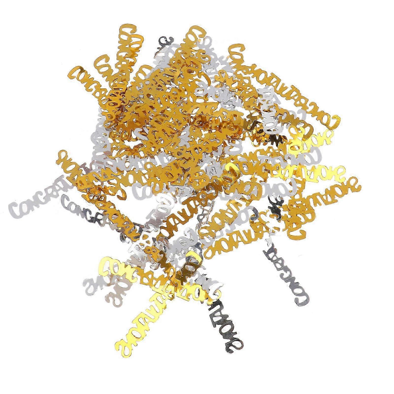 Congrats Grad Graduation Confetti Silver Color Εορταστικό Στυλ Διακοσμήσεις Αποφοίτησης 1Set