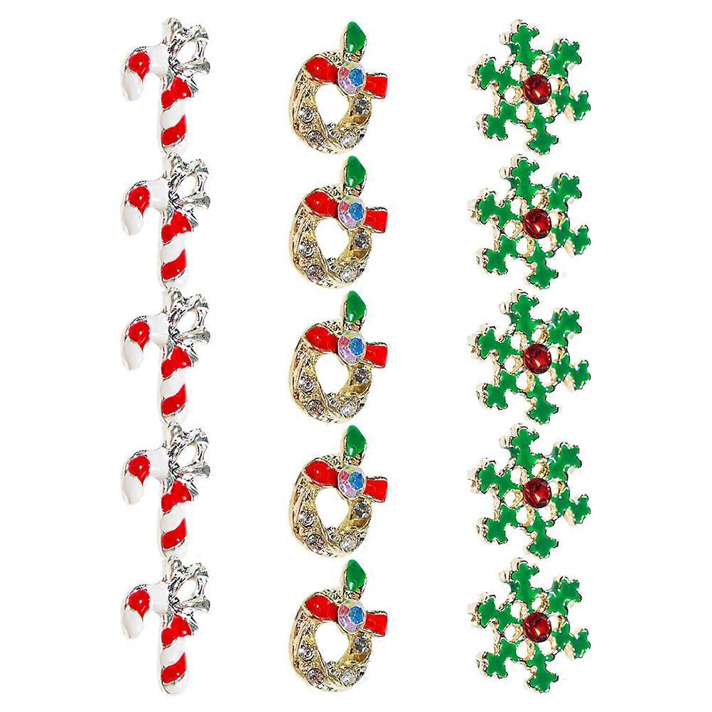 Alloy Nail Charms For DIY Enthusiasts Salon Use Assorted Color Fashionable Design 15Pcs