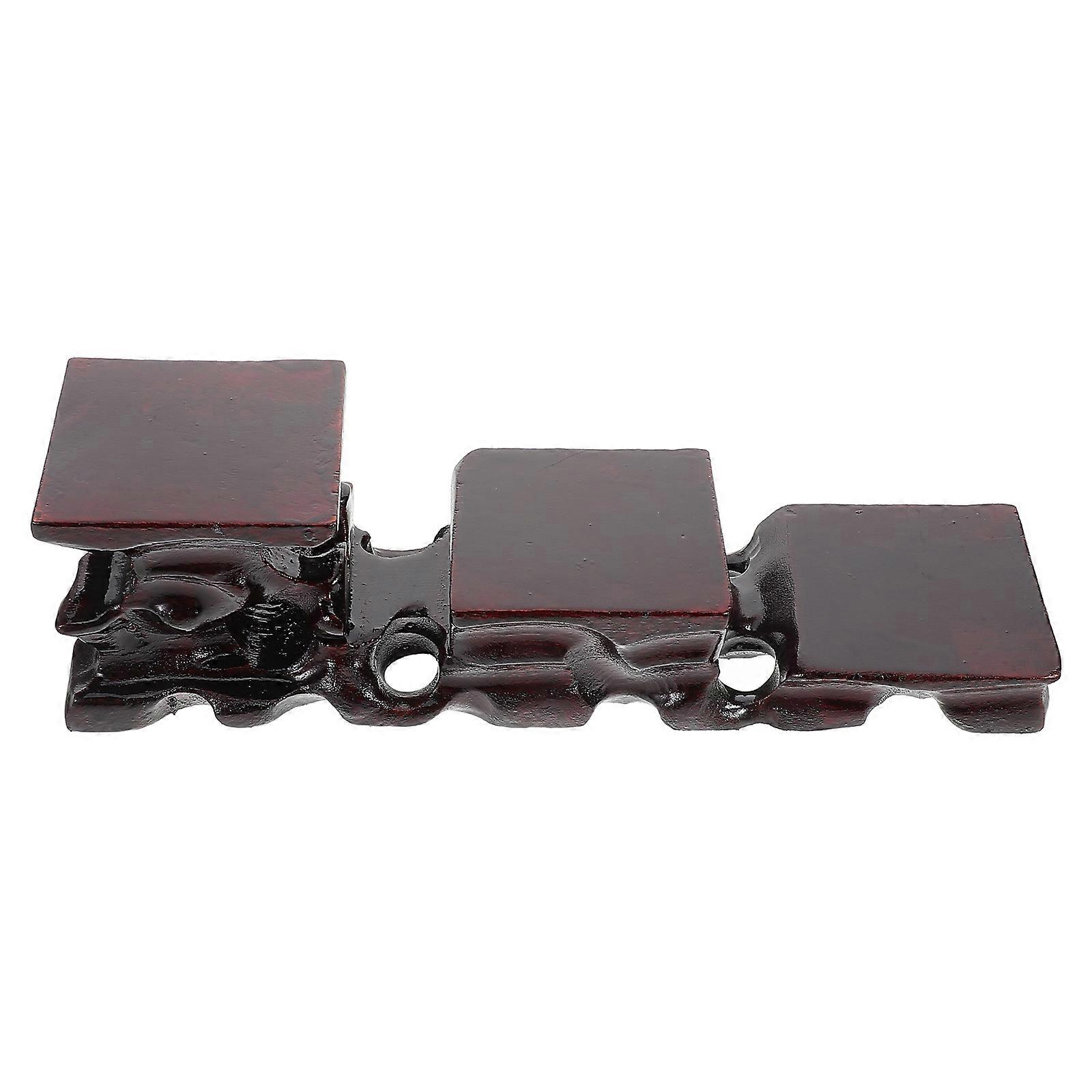 Wooden Display Stand for Chinese Vase Sculpture with Craftsmanship for Toy Car Dark Red