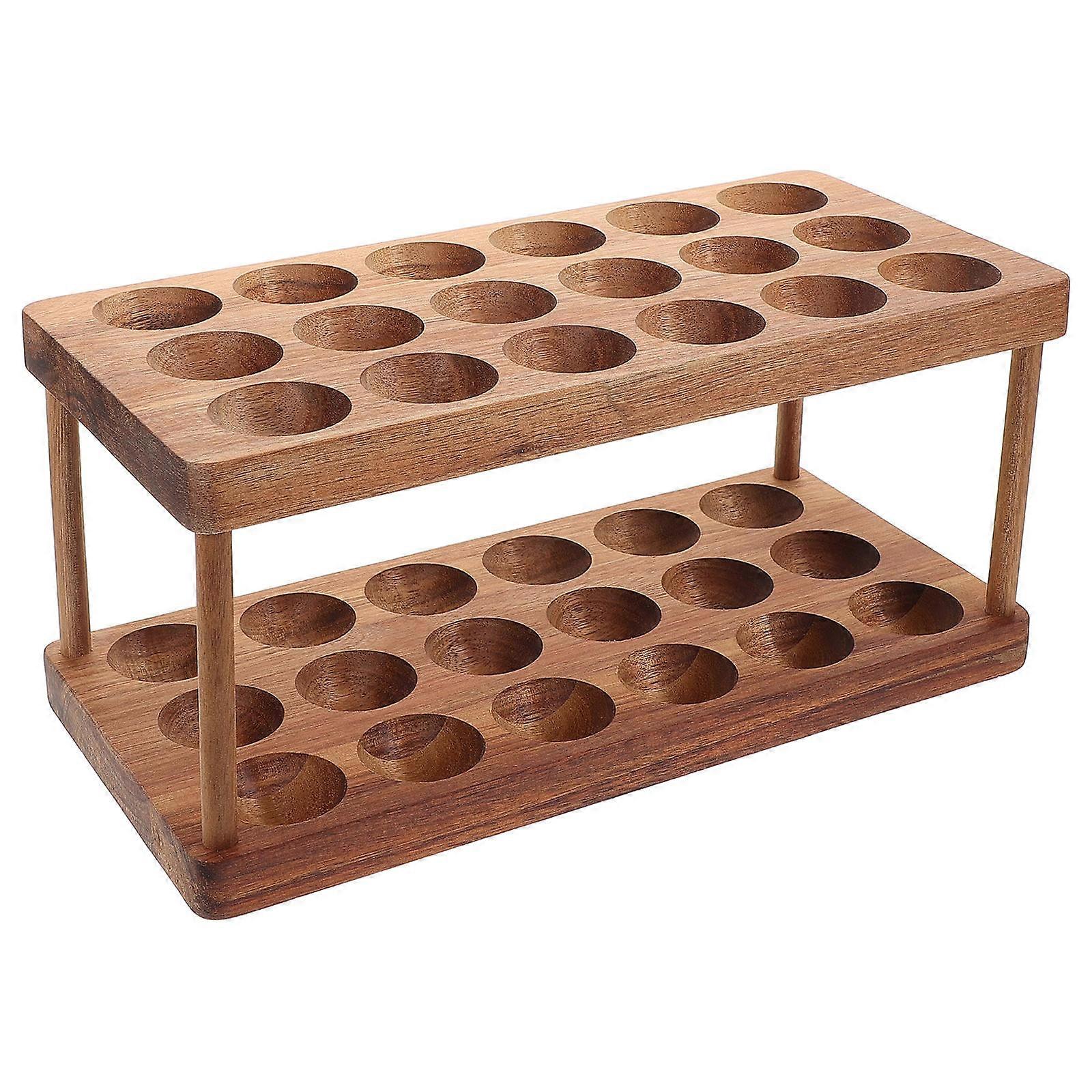 Double Layer Egg Storage Rack For Kitchen Organization Elegant Wood Design Space Saving Support 1Pack