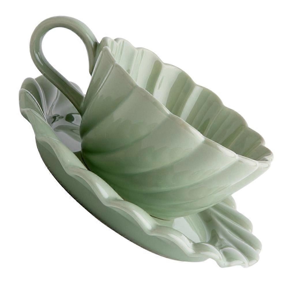 Porcelain Tea Cups And Saucers Refined Breakfast Ceramic Beverage Container Light Green 1Set