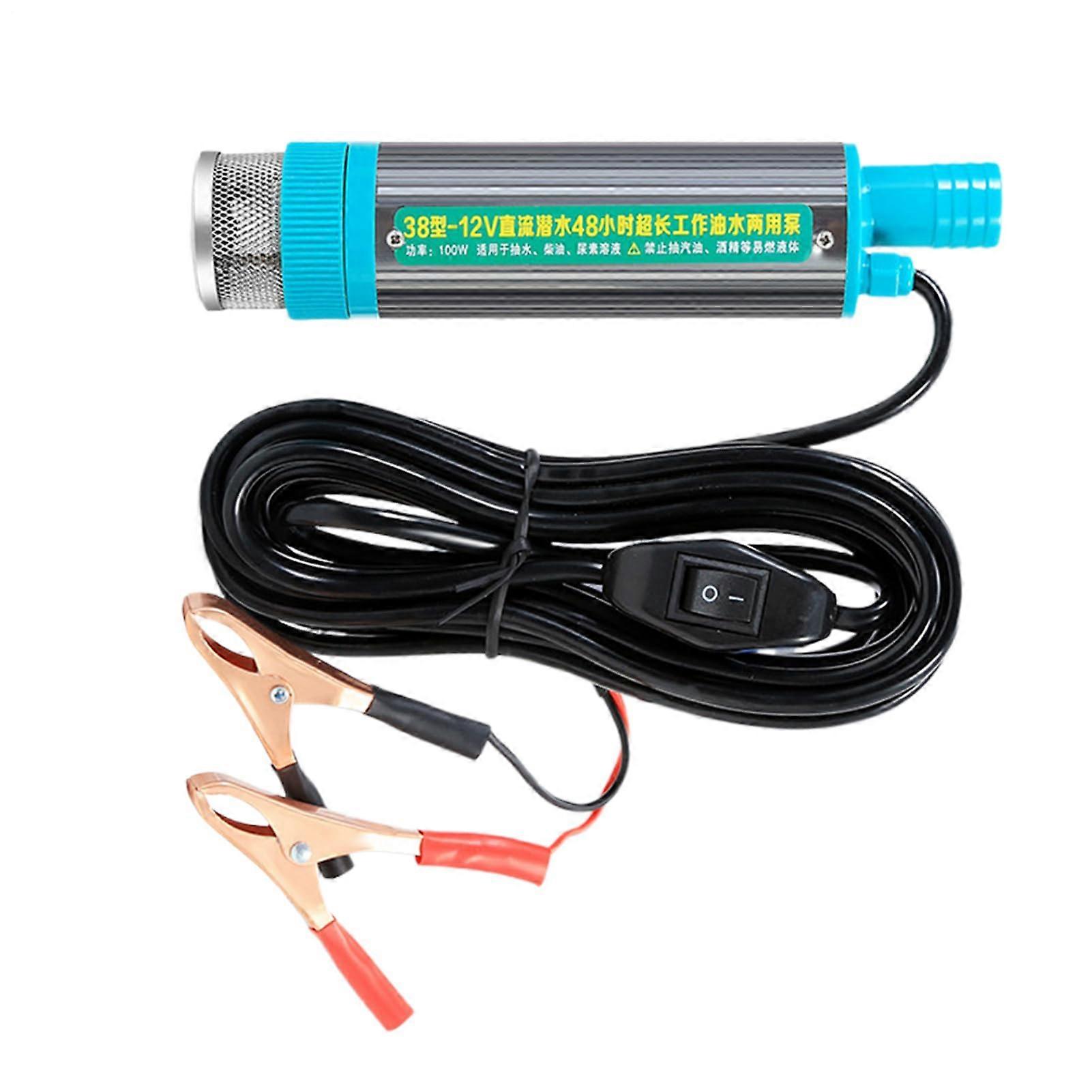 Pompa di trasferimento dell'acqua con 2 clip a coccodrillo per auto, camion, barche