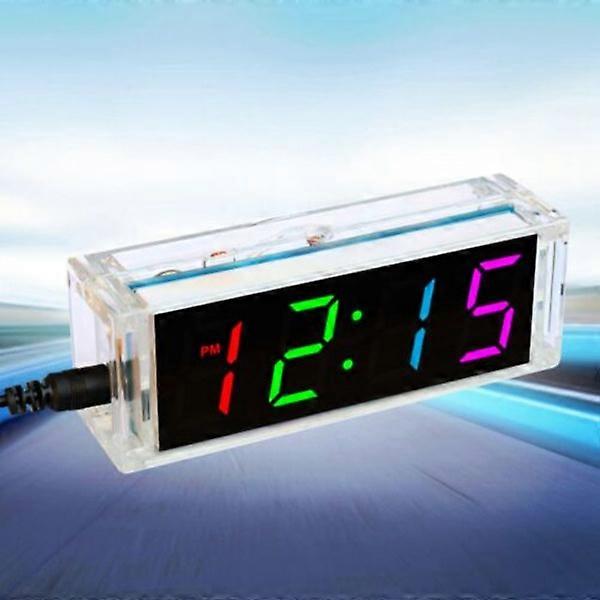 DIY דיגיטלי LED אלקטרוני צבעוני שעון ערכת DC 5V לוח הלחמה עם מקרה ברור