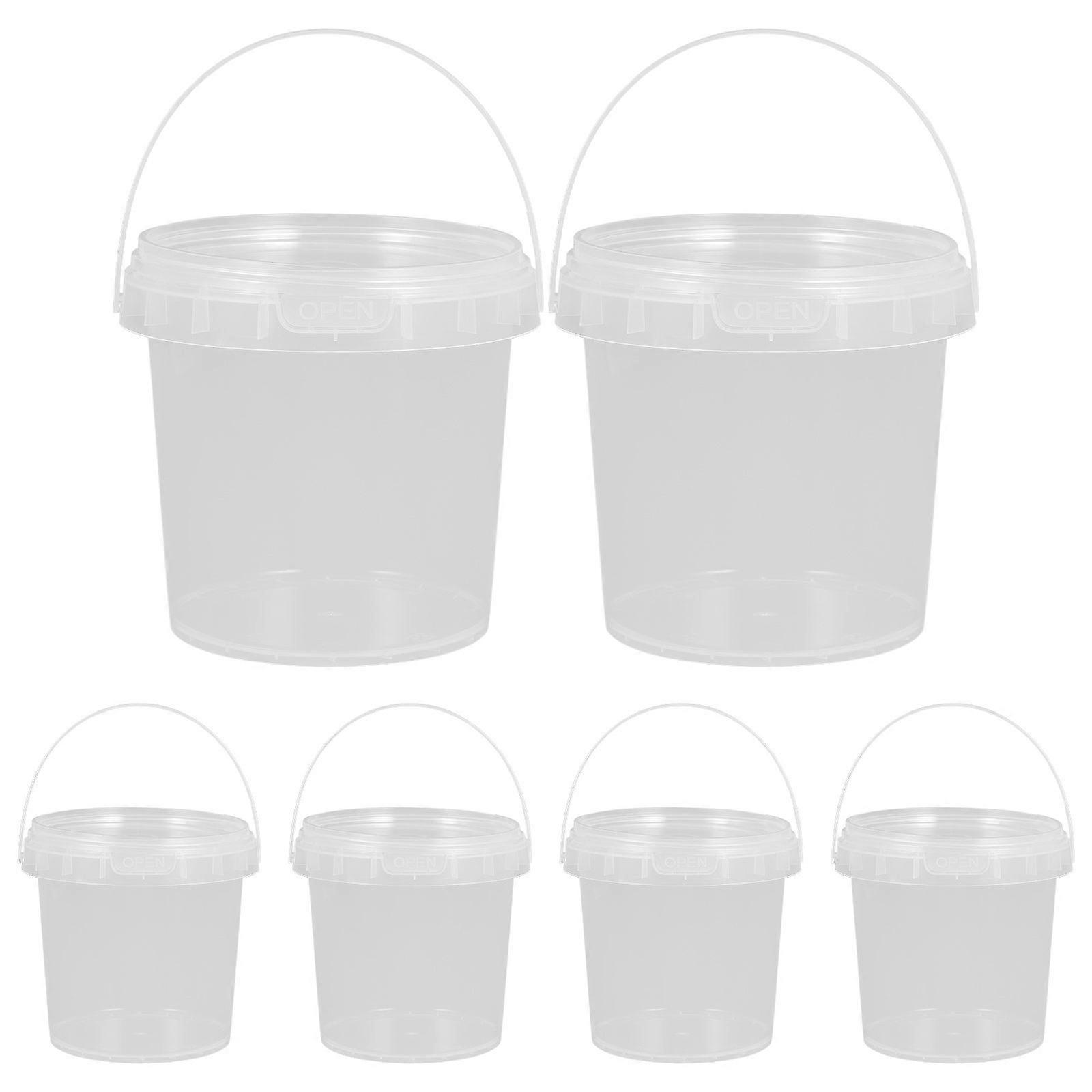 6pcs Beverage Buckets with Lid and Handle Fruit Juice Container Food Storage Containers 1000ml