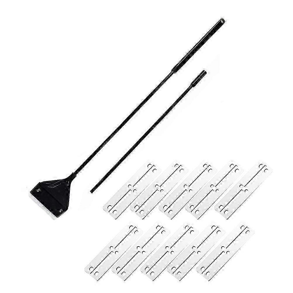 Aquarium Algae Scraper Tool with Extension Rod & 10 Replacement Blades - Efficient Fish Tank Cleaning Solution