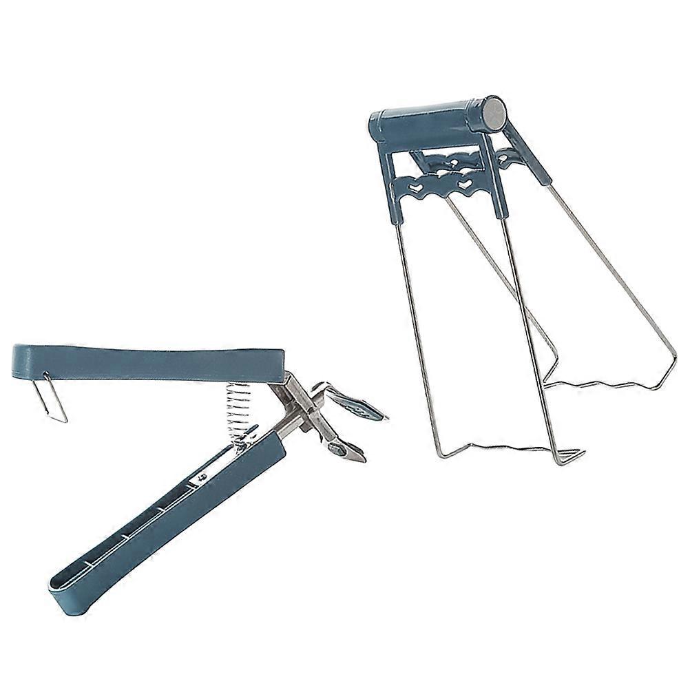 2pcs Plastic Kitchen Gadget Non Slip Anti Hot Clamp for Bowl and Saucer Holder Clip Dark Blue Bowl Clip plus Dark Clip