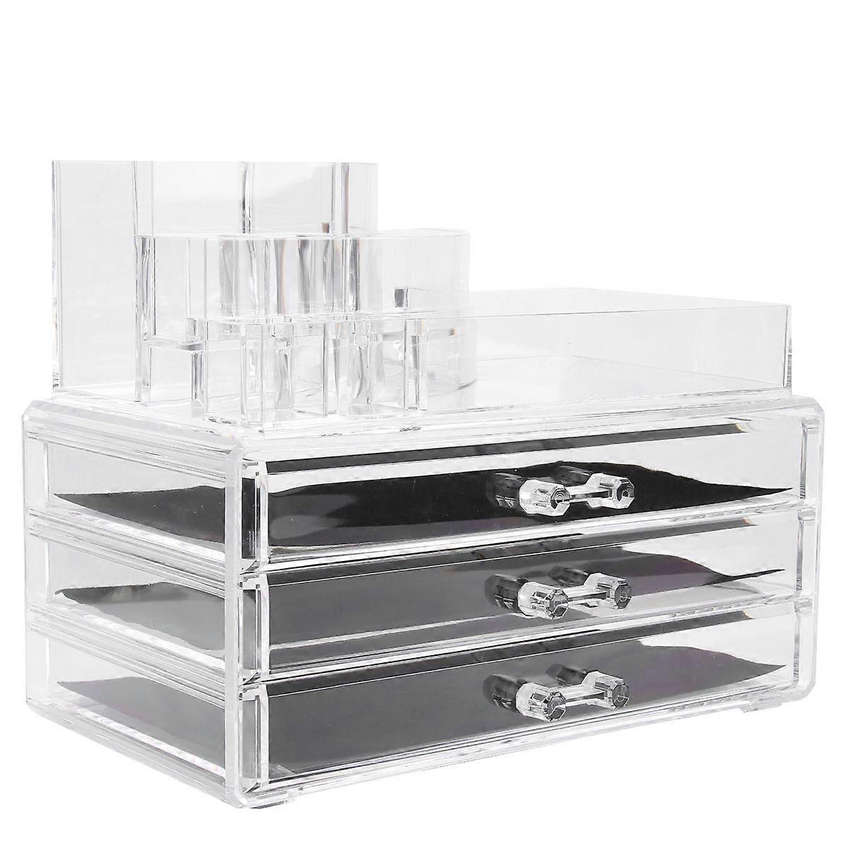 Multilayer Desktop Organizer Transparent Storage Box White Office Organization Storage 1Pcs