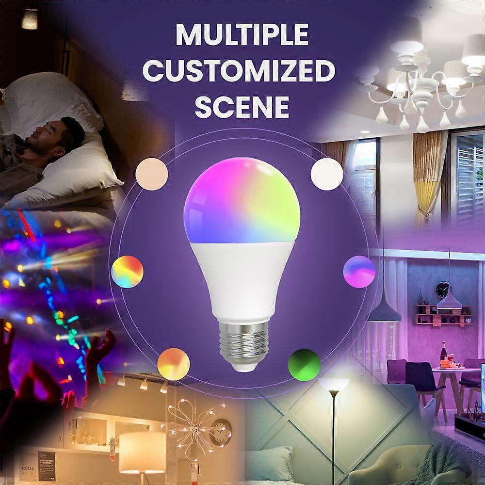Tuya BT Intelligent Light Bulb Brightness and Color Adjustable Lamp E27 Light Bulb Compatible with Alexa and  Assistant