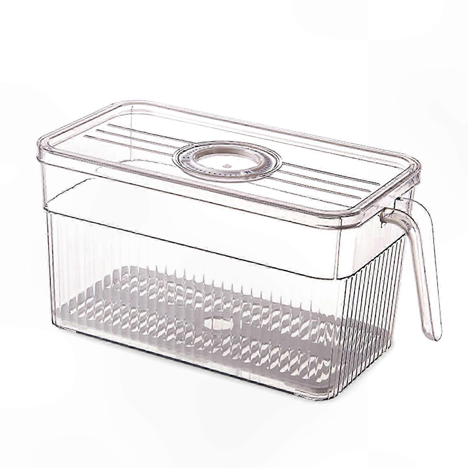 Refrigerator Storage Box with Handle Lids Kitchen Plastic Food Container for Fridge Cabinet Fruits Vegetables Meat Eggs S Ink