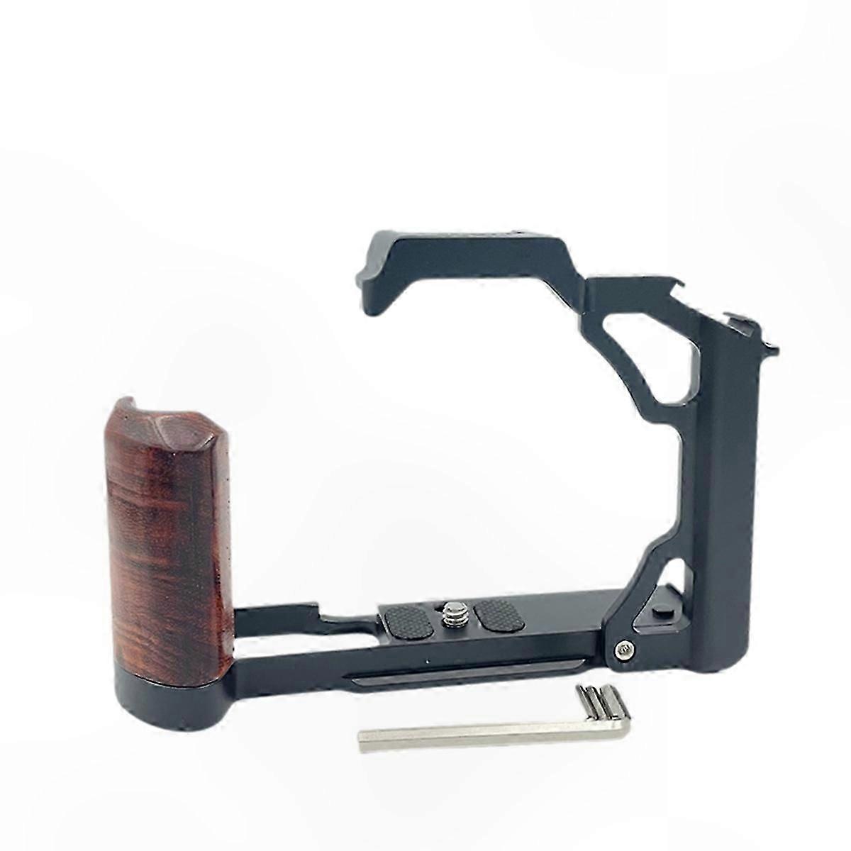 Camera Cage Stabilizer Rig with Wood Handle for Mirrorless Cameras, Black Finish