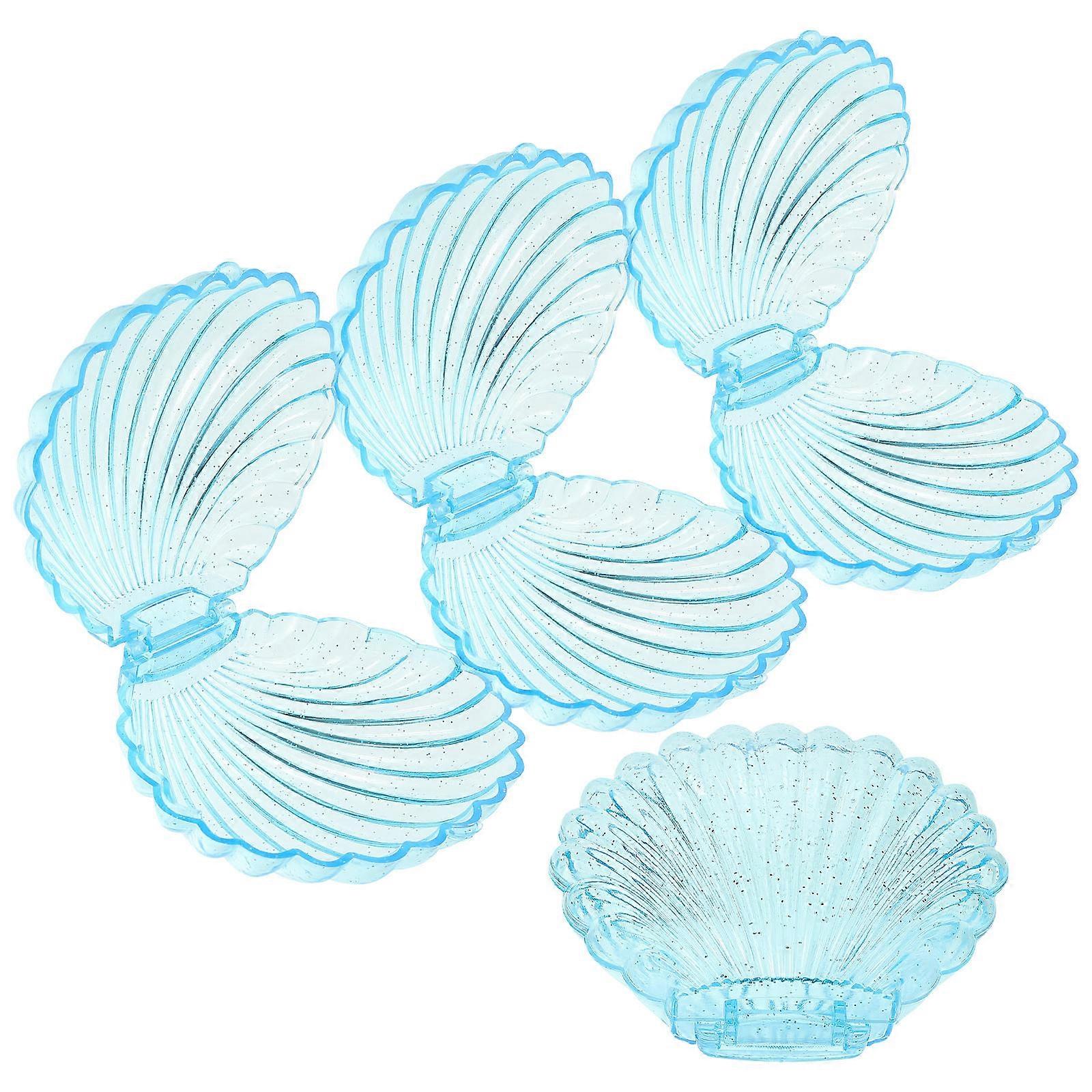 Seashell Candy Gift Box for Storage Use Sky-Blue Plastic 4Pcs Set