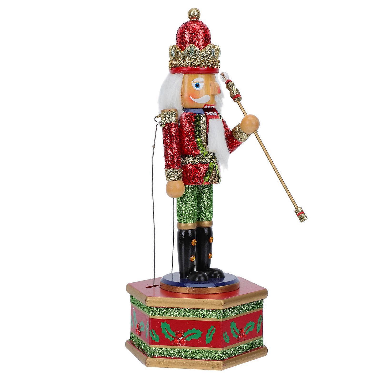 Hand Painted Music Box Ornament For General Users Perfect For Before Sleeping And Book Store With Nutcracker Design And Red Color 1Pack