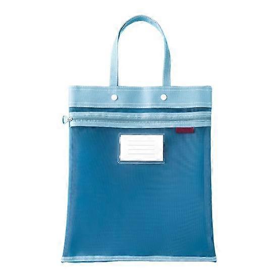 Mesh Zipper Pouch Bag with Handle Double-Layer Nylon Document Bag Transparent Handbag Paper File Tote Bag for Office School Travel Supplies