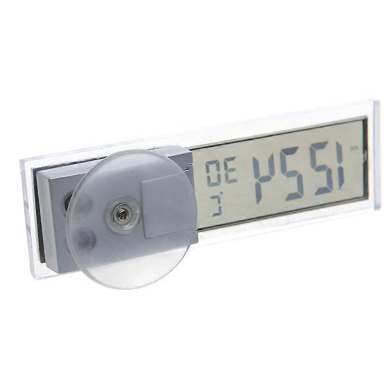 Mini 2 in 1 LCD Digital Car Clock Auto + Thermometer w/ Suction Cup