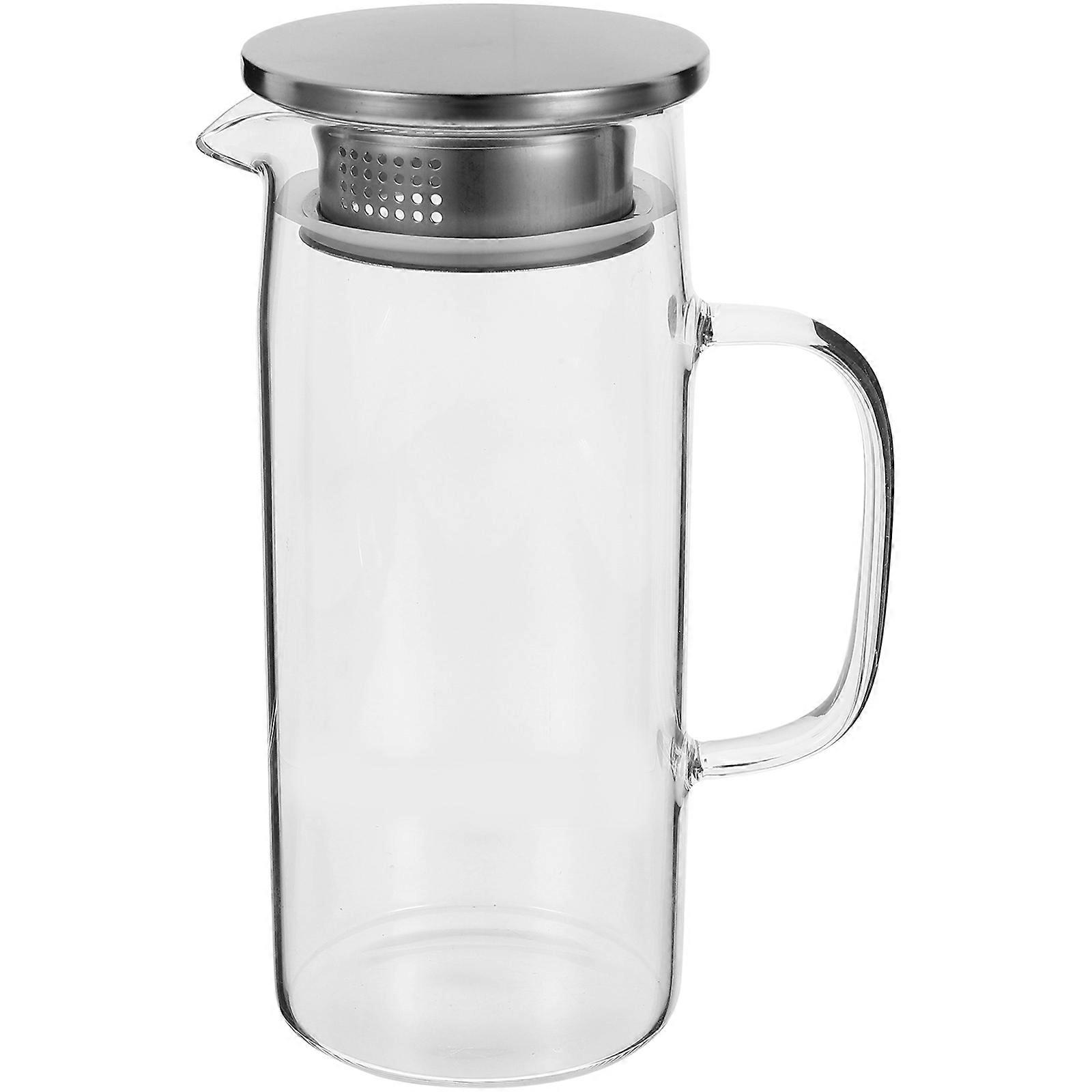 Borosilicate Glass Pitcher with Ergonomic Handle Large Capacity Water Jug for Iced Tea, Juice, and Milk Leak Resistant Design for Hot and Cold