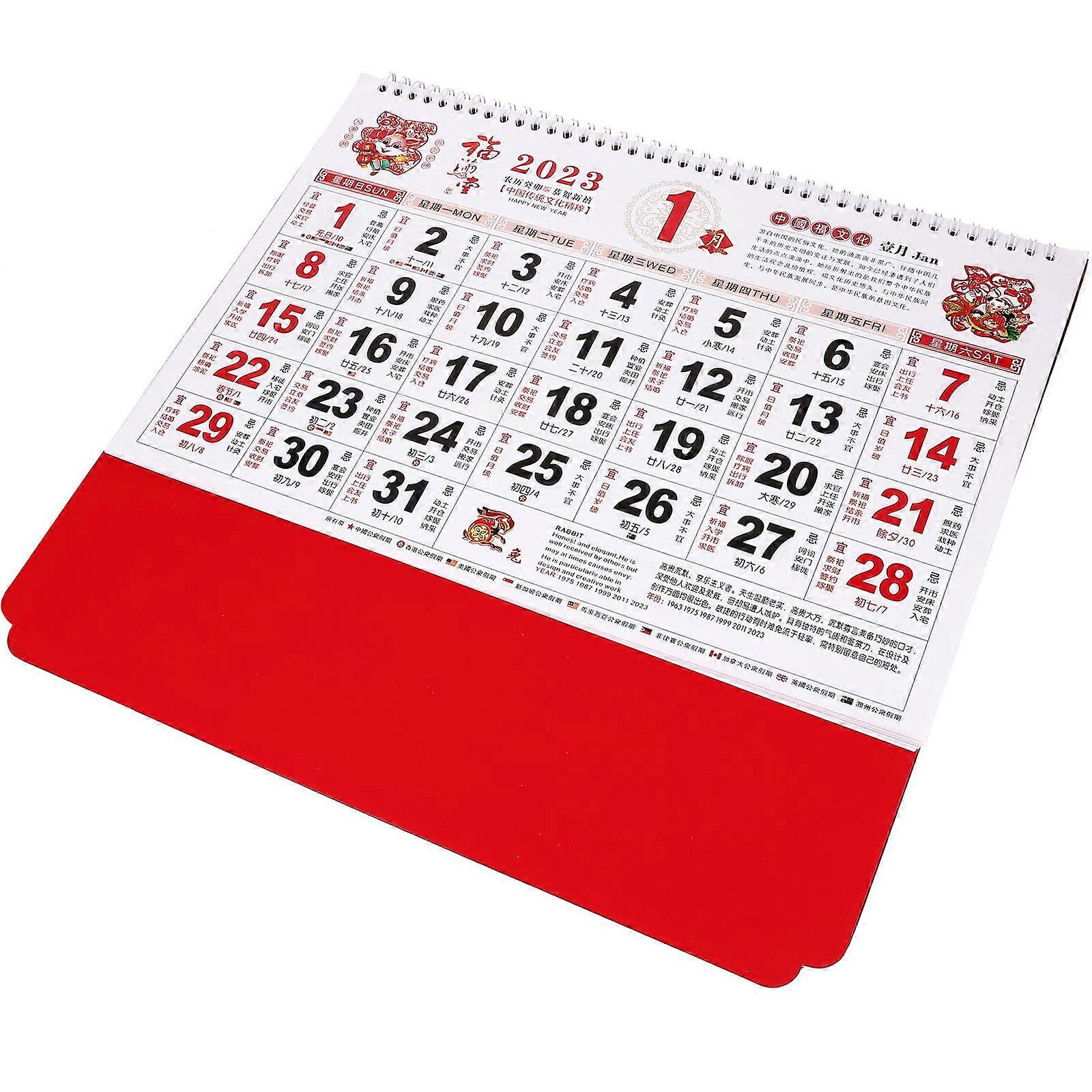 Traditional Chinese Design Lunar Date Checking Wall Calendar 2023 Rabbit Year Household Hanging Calendar 68X37X1CM Multi Color 1 Set