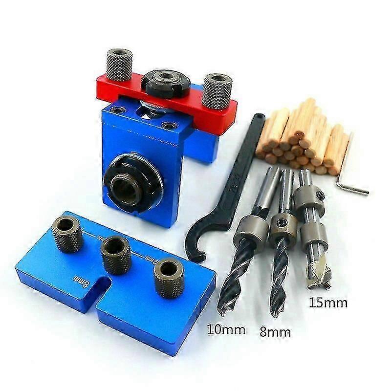 8mm/15mm Furniture Fast Connecting Drill Guide Dowelling Jig Woodworking 3 In 1 Hole Drilling Locator Tool Kit