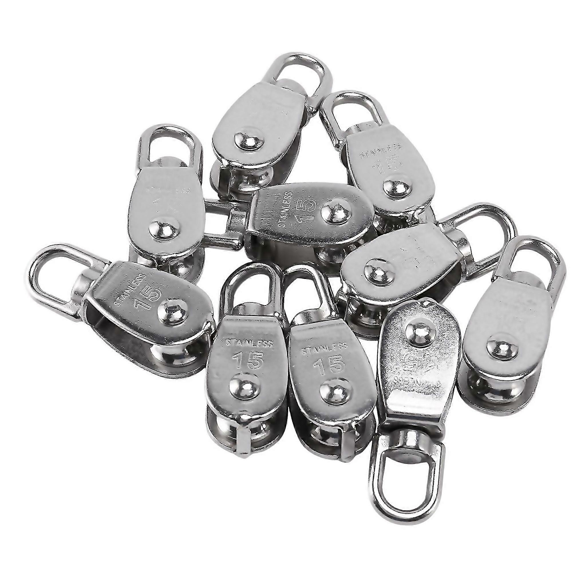 Crane Pulley Block M15 Lifting Crane Swivel Hook Single Pulley Block Hanging Wire Towing Wheel 10pcs