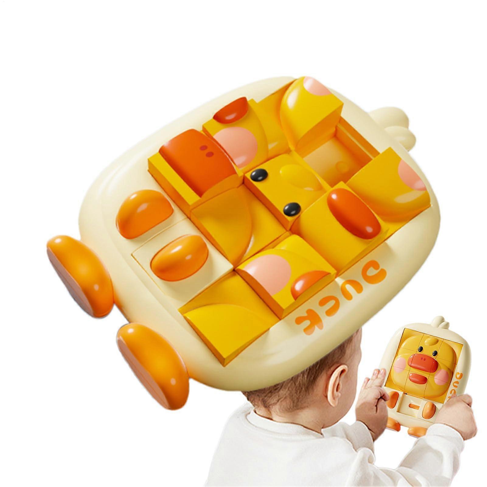 Sliding Block Puzzle - STEM 3D Learning Toy, Comic Animal C Duck Design, Portable Travel Puzzle for Kids