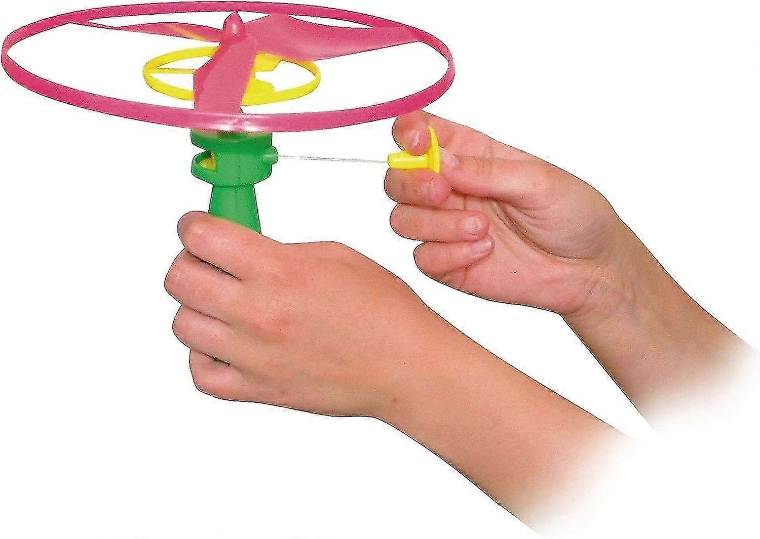 Glow in the Dark UFO Toy - Spinning Pull String Flying Saucer with LED Lights