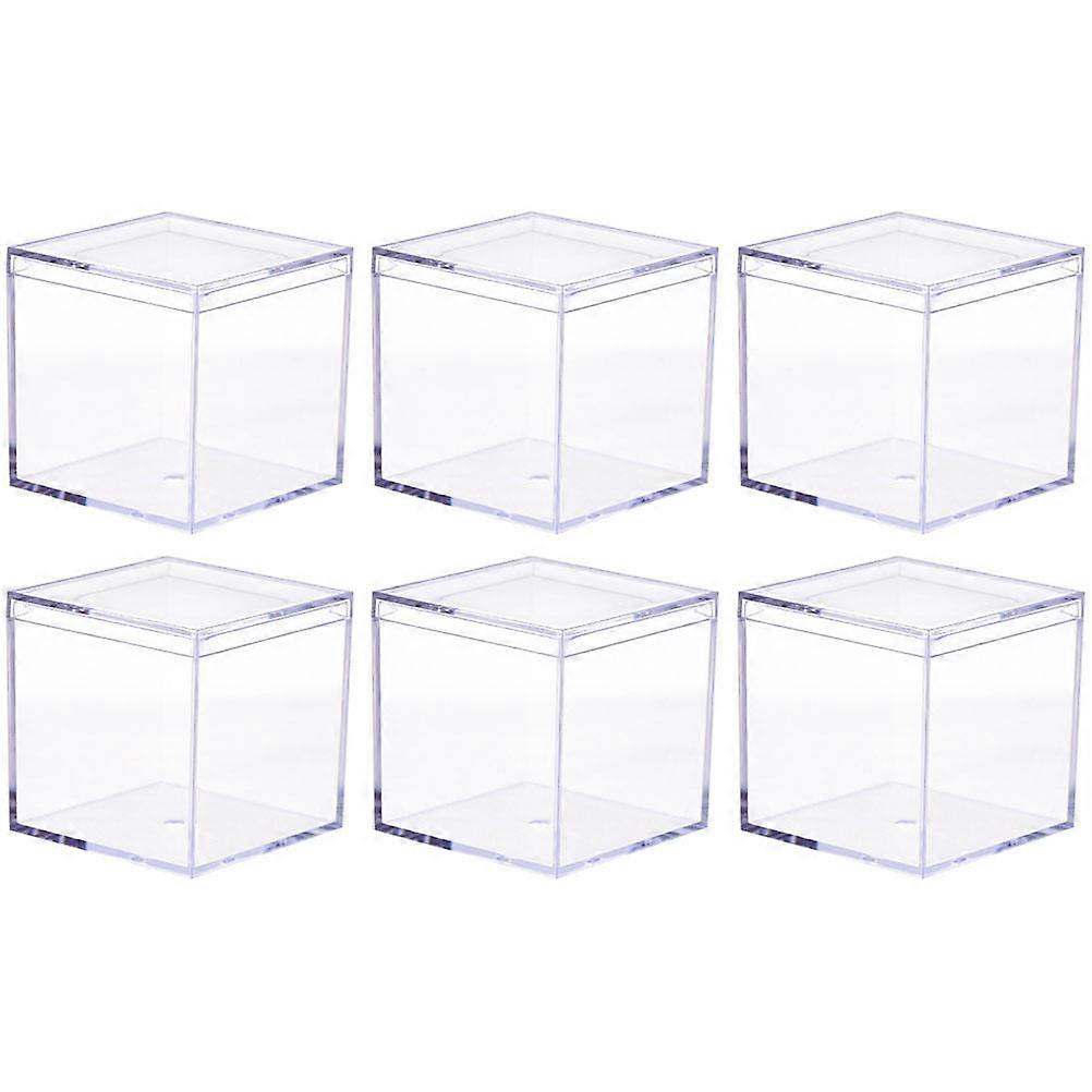 6 Pcs Transparent Acrylic Candy Boxes for Storage Square Food Box with Proper Size for Candies