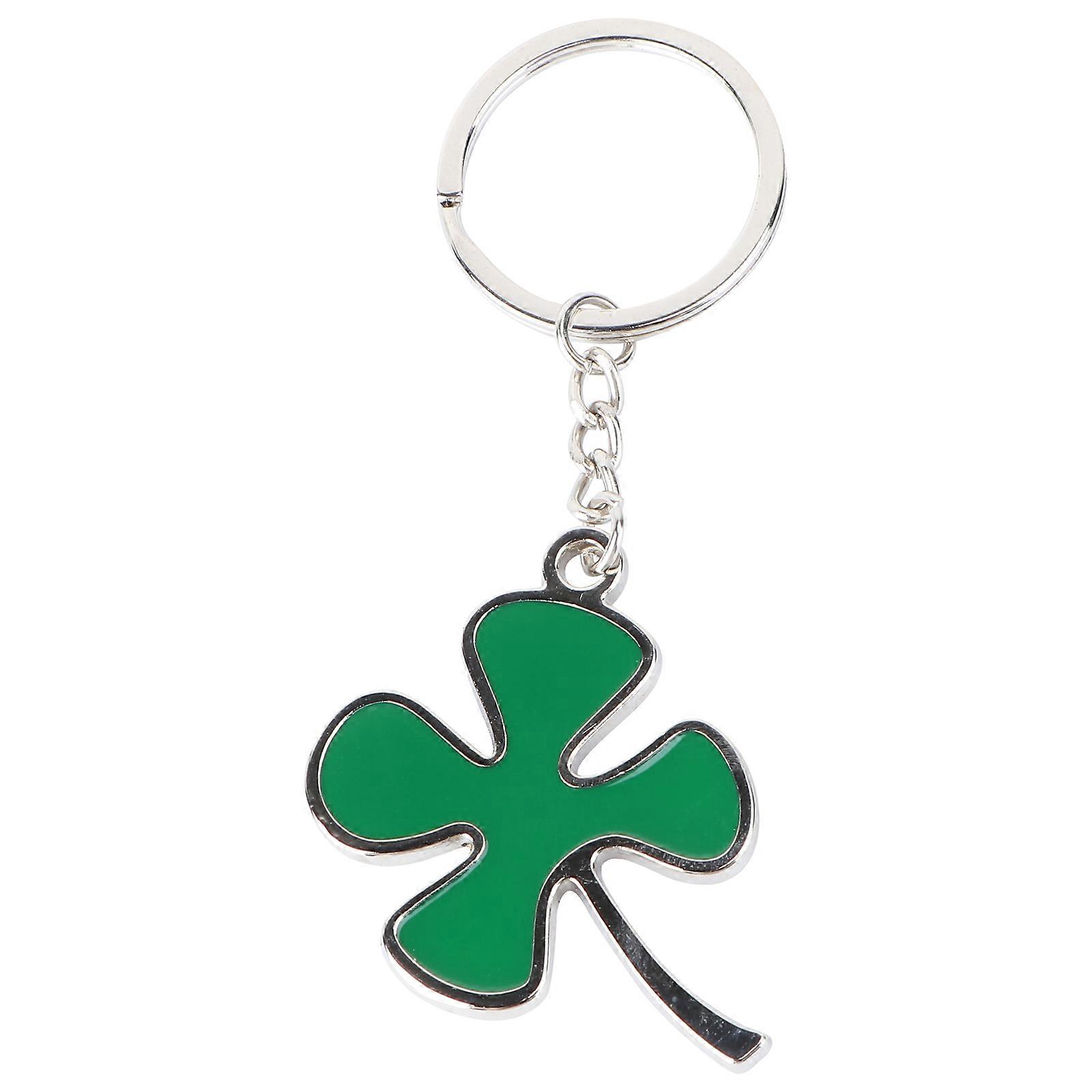 Keychain with Green Leaves Design for Holding Keys Multi Color Metal Pendant