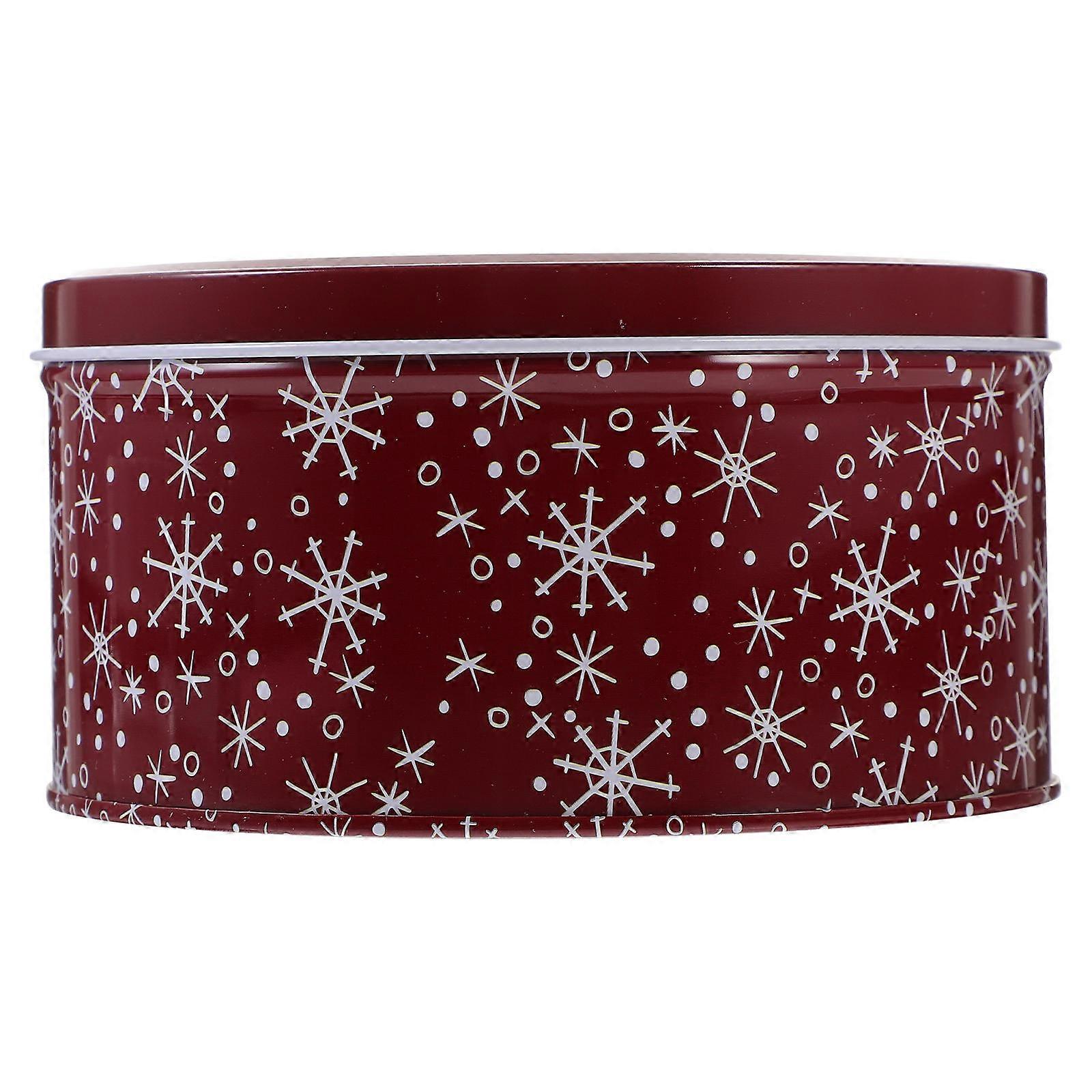 Xmas Festival Gift Packaging Tinplate Cookie Tin Box Holiday Decoration Storage Container Red Color 1Pcs