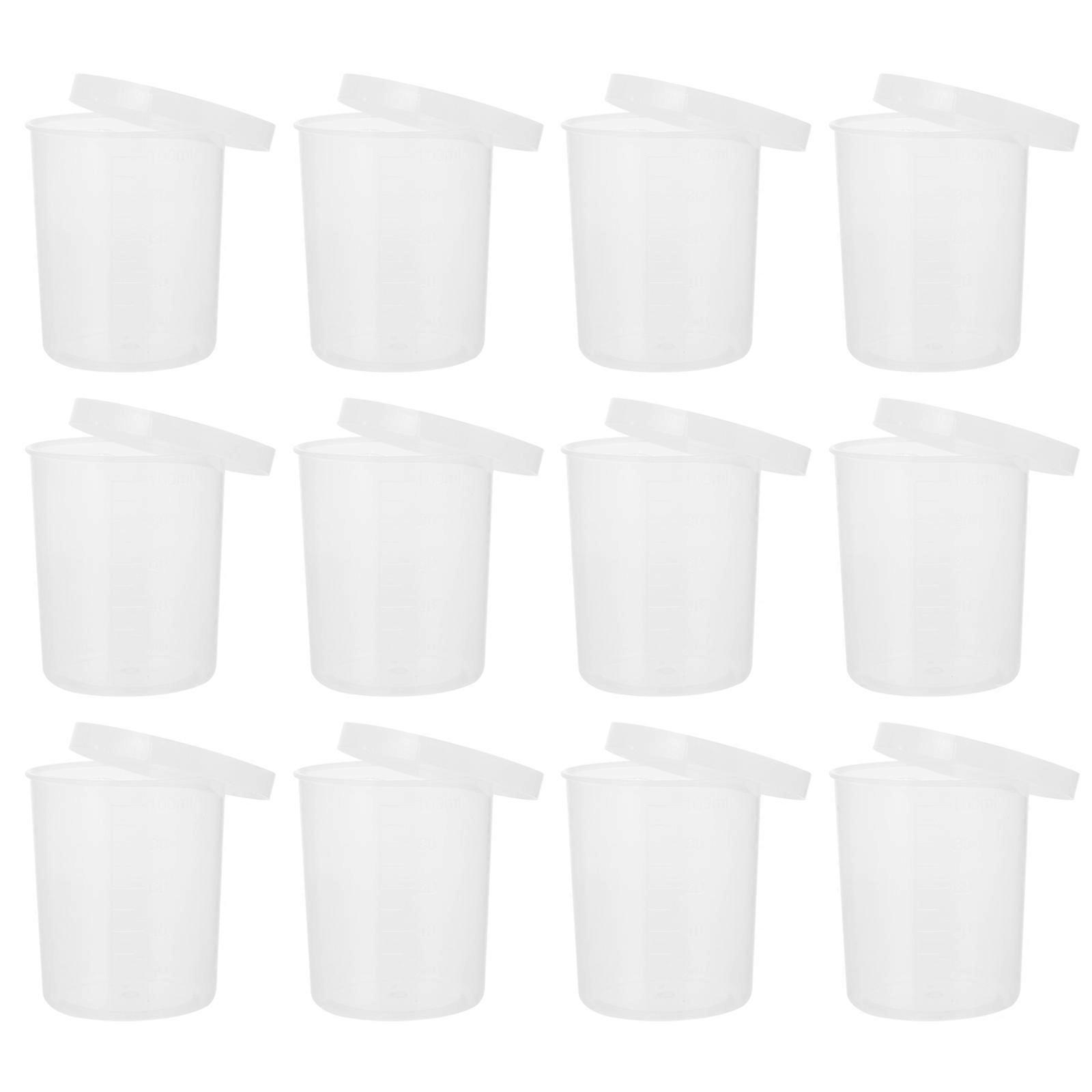 20 Pcs Leakproof Plastic Specimen Collection Cups with Covers for Lab and Hospital Use – Measuring Containers with Scale for Accurate Results